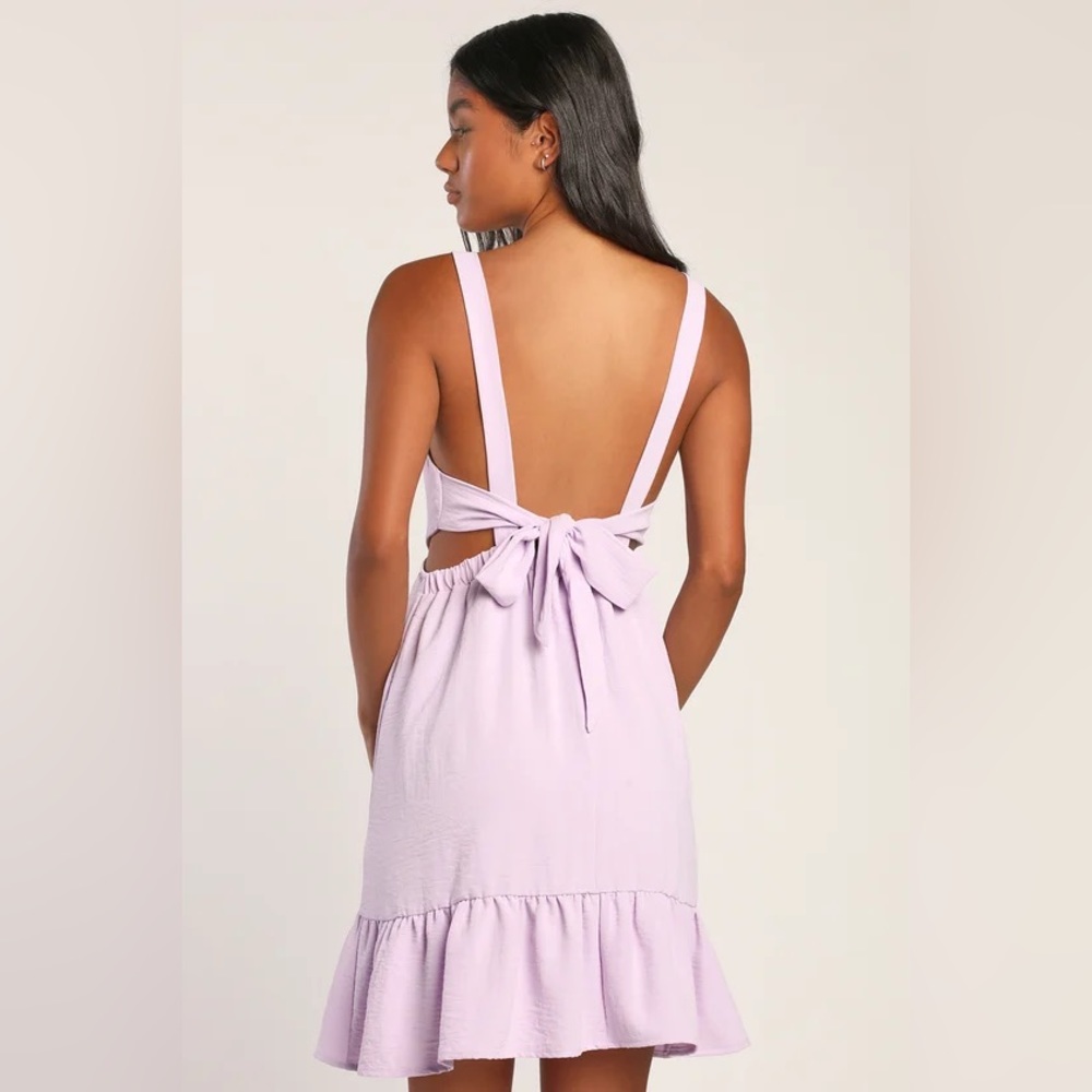 Lulus Always a Cutie Lilac Tie-Back Mini Dress L
